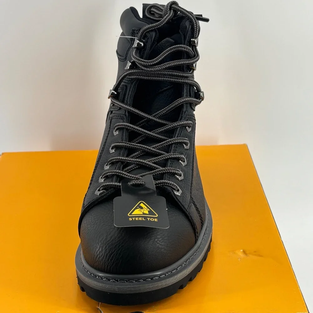 Eurostar Troy Work Boots Men 9 Black Steel Toe Wide Width EU2754 New Slip Resist